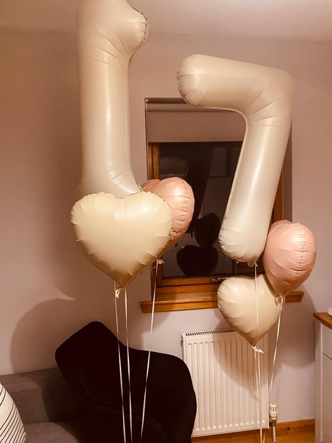 17 Balloon Numbers 40Inch for 17th Year Old Birthday Decorations, Cream | 40In - Image 3