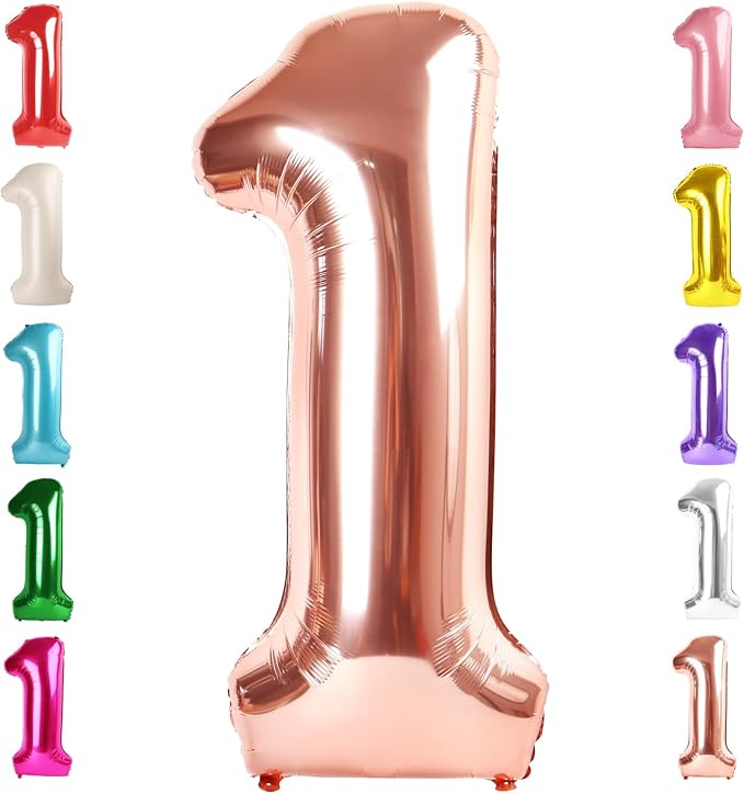 1 Balloon Numbers Birthday Decorations, 40In Rose Gold Balloons by Mluchee