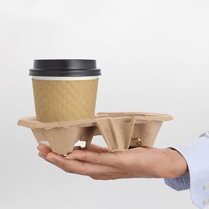 HOZEON 100 Pack 2-Cup Pulp Fiber Drink Carrier, to Go Coffee Cup Holder - Image 6