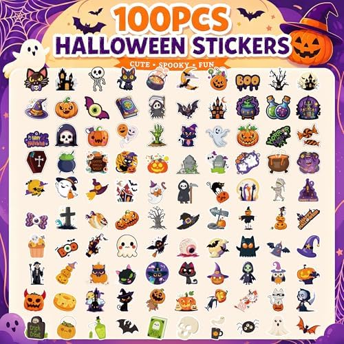 Halloween Decorations - 100 PCS Halloween Stickers | Halloween Party Favors - Halloween Games Toys Gifts Party Supplies - Crafts Accessories Treats Bulk for Classroom Decor - Image 2