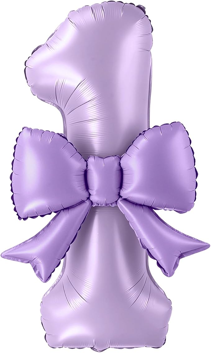 40 Inch Number 1 Balloon with Bow, Coquette Aesthetic Foil Balloon by Unknown