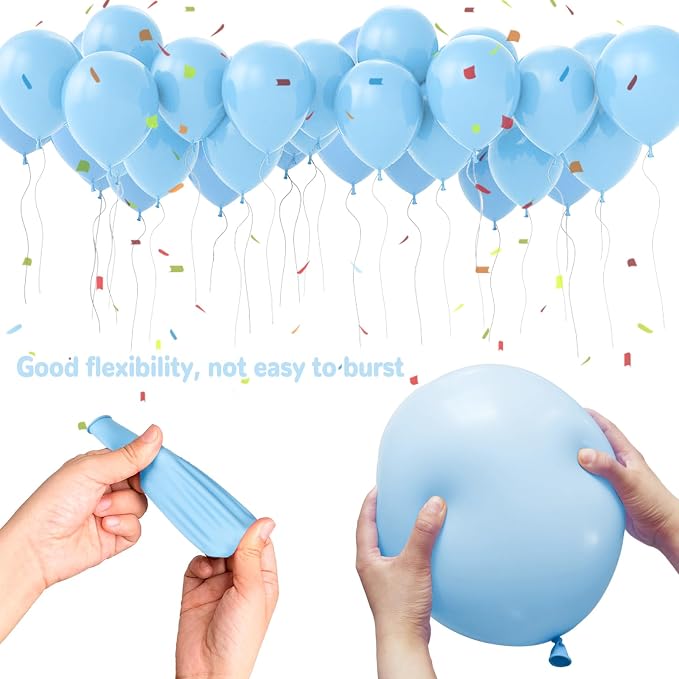 Pastel Blue Latex Balloons 100 Pack 12 inch Light Blue Party Balloons Round - Image 4