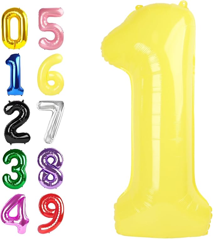 Number 0 Balloons 40 Inch Yellow by Argthjy