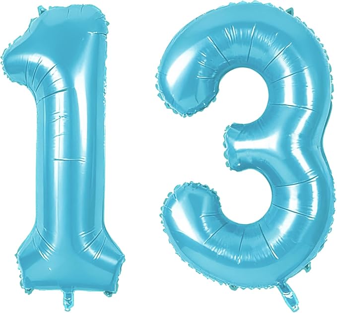 Number 13 Balloons for 13th Birthday Party Decorations, 0-100 Large No.13 by Joycard