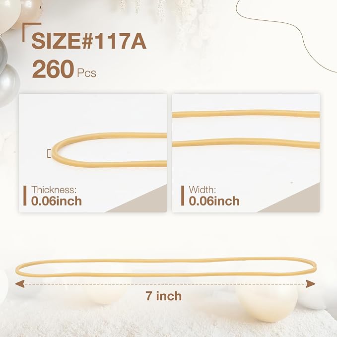 260Pcs Long Rubber Bands for Balloon Arch, Size #117A | Stretchy Elastic Ligas - Image 2