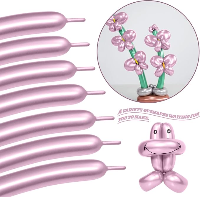 LXZFCRG 260 Long Balloons, Shiny Metallic Latex Twisting Balloon - Image 4