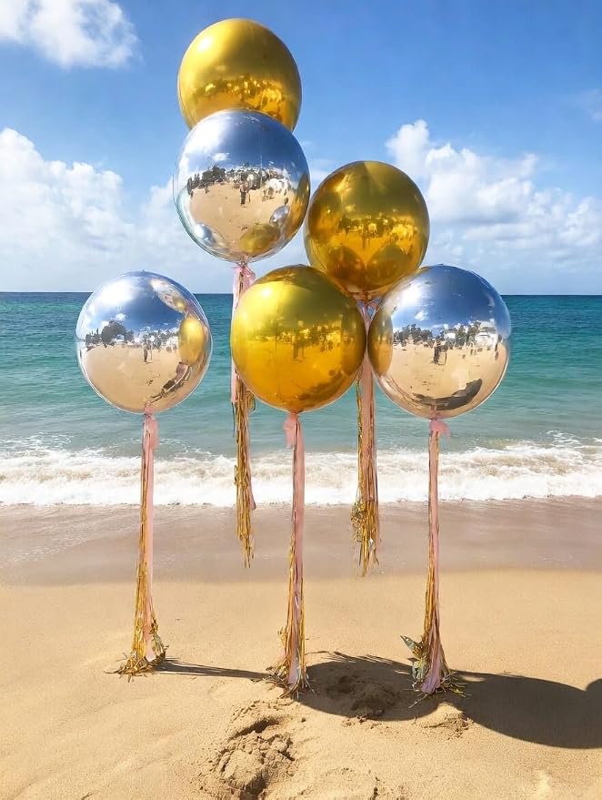 13pcs Silver 4D Balloons 22" 18" 10" 4D Ball Balloon Disco Ball Balloons Silver - Image 5