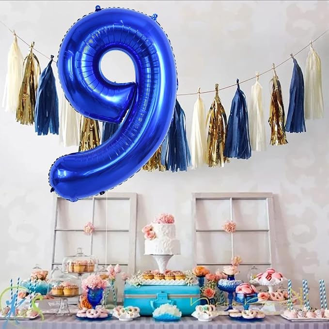 TONIFUL 40 Inch Navy Blue Number 9 Balloons Large Foil 9th Birthday Decor | - Image 6