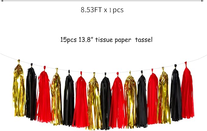Black-Red Gold Party-Decorations Tassel Garland - Image 2
