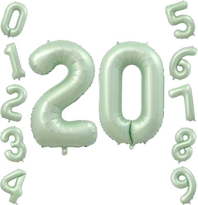 40 Inch Olive Green Number 20 Balloon by TNCDJKPA