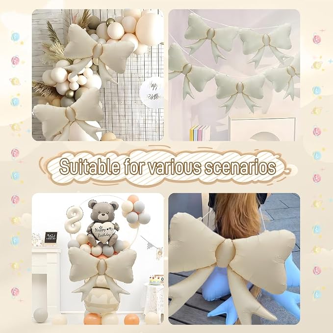 4pcs Jumbo Oversized Ribbon Balloons Coquette Bow Balloons Bow Party Coquette - Image 4