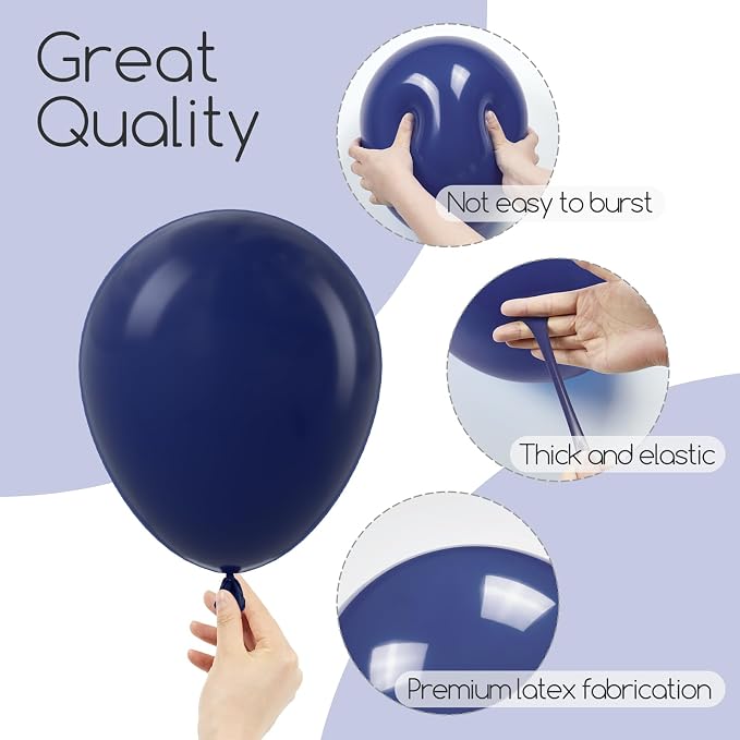 Awenztech 122pcs Navy Blue Balloons, 18 12 10 5 inch Navy Blue Balloons - Image 3