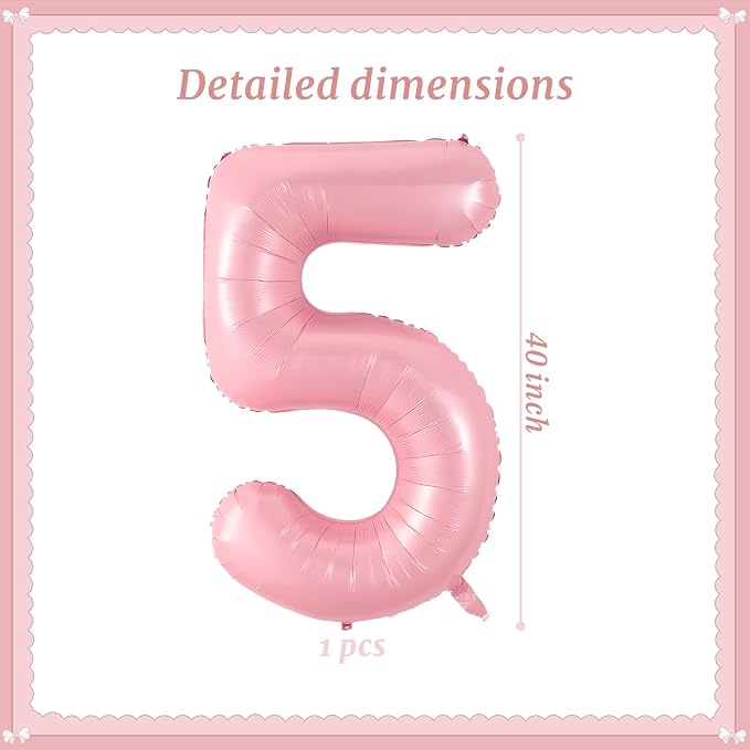 40 Inch Pink Number 5 Balloon Suitable - Image 2