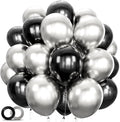 100pcs Black and Silver Balloons 12 Inch Metallic Silver and Black latex Party by ASIYUHY