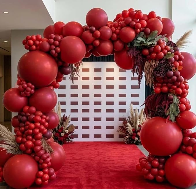 Red Balloons Double Stuffed Different Sizes Balloon Arch Kit | Dark Red Balloon by Captank