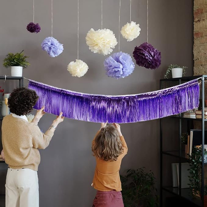 Premium Shiny Purple Fringe Tinsel Garland - Image 4