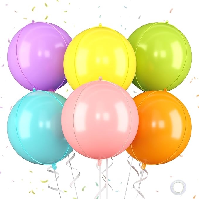 22 Inch Colorful Balloons 4D, Giant Round Ball Balloons by Saxuxu