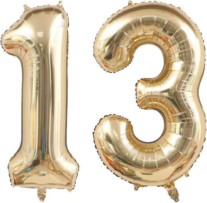 Light Gold 13 Number Balloons 40 Inch White Gold Giant 31 Foil Mylar Helium | by ANGEL+Q+HOUSE