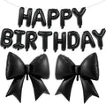 Vuzvuv Black Happy Birthday Balloons, 38 Inches Huge Bow Aluminum Foil Balloons by Vuzvuv