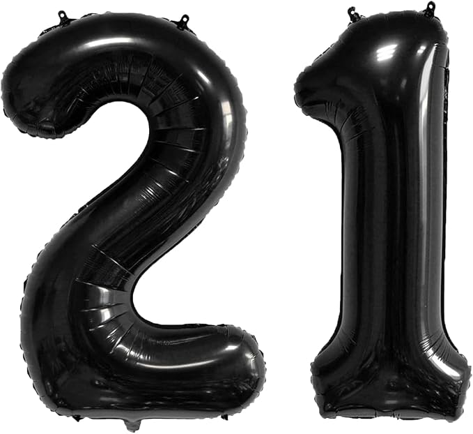 40 Inch Number Balloons 12/21 Black Big Giant Jumbo Number Foil Mylar Balloons by xiangsushijie