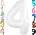 4 Balloon Numbers Birthday Decorations, 40In White Balloons by Mluchee