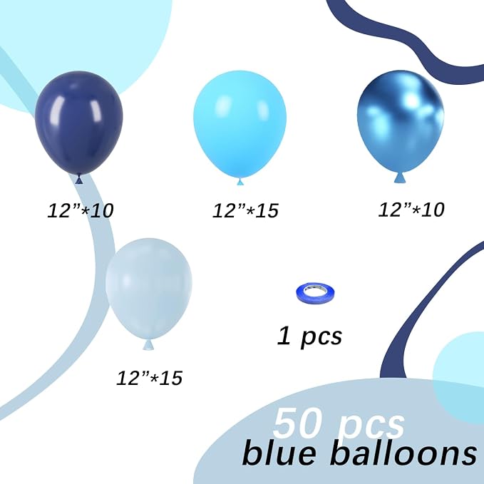 Blue Latex Balloons, Birthday Party Decorations - Image 2