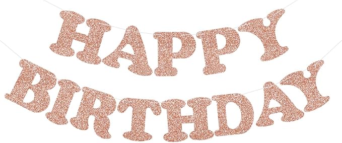 Rose Gold Happy Birthday Banner by Beishida