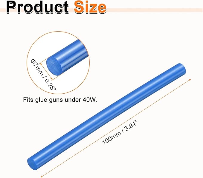 HARFINGTON 10pcs Hot Glue Sticks 0.28" Dia x 3.94" Long EVA Mini Hot Melt Adhesive Glue Stick for Hot Melt Gun Wood Plastic Glass Flowers Fabrics Foam, Blue