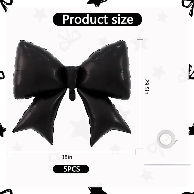 38 Inches Bow Balloon Black - Image 2