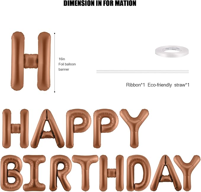 CANREVEL Happy Birthday Banner Decorations + Sign Balloons, Chocolate | 13pcs - Image 2