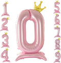 42 Inch Crown Pink Number Balloon, Number 0 Balloon by Eoopoon
