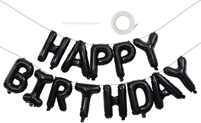 16" Happy Birthday Balloon Banner Foil by SewhickDecorationSupplies