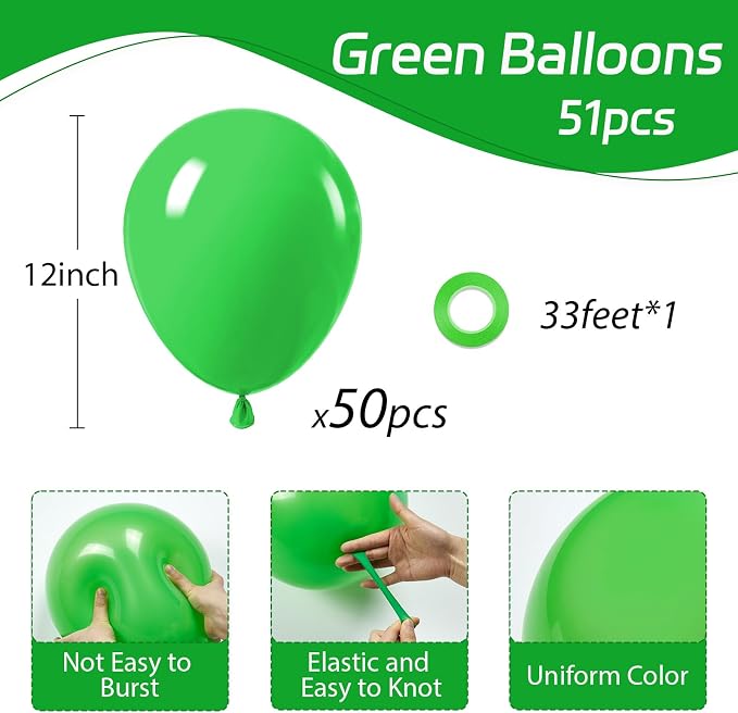 Green Balloons 12 inch, Baby Shower Party Decorations - Image 2
