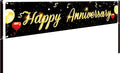 Happy Anniversary Large Banner Wedding Anniversary Banner Black Gold Outdoor by HHERCICIM