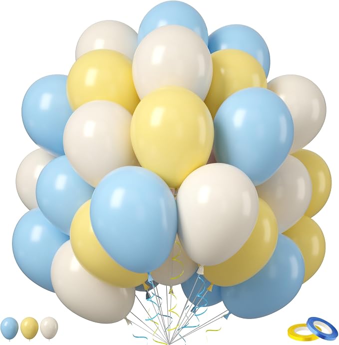 Pastel Blue Yellow Balloons by Saxuxu