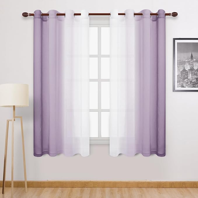 DWCN Faux Linen Ombre Sheer Curtains by DWCN