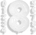SUWEN 40 Inch White Large 8 Balloon Number Big Foil Helium Numbers 0-9 | Giant by SUWEN