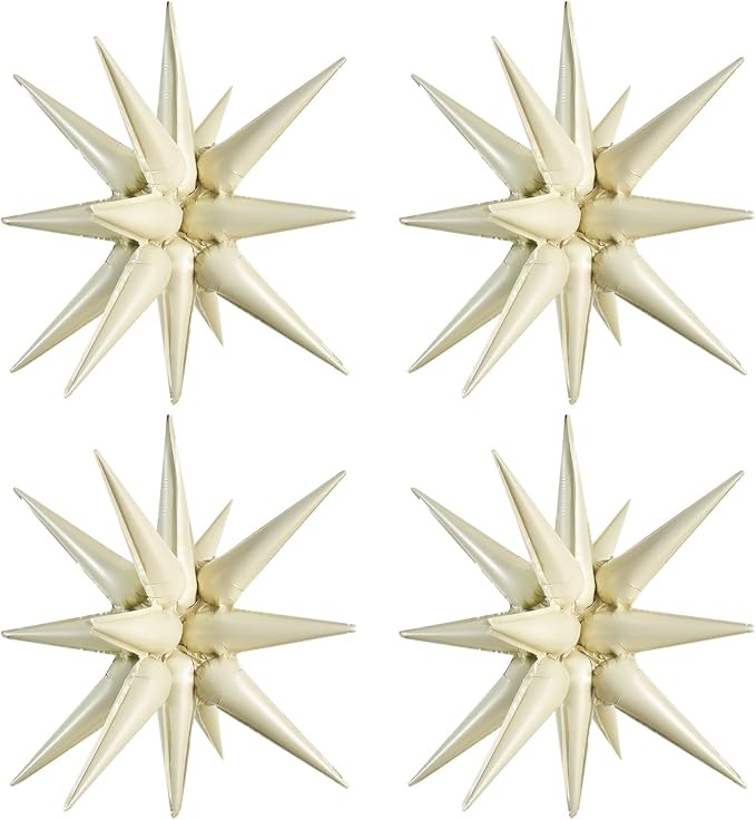TONIFUL 4 Pcs Explosion Star Balloons Cream White Foil Balloon Party Decor | 22 by TONIFUL