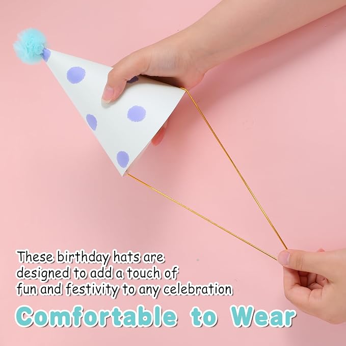 10 PCS Birthday Party Hats for Kids Adults, DIY Cone Hat - Image 5