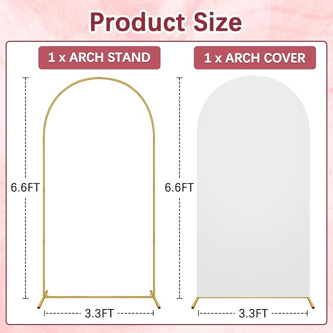 6.6FT Wedding Arch Backdrop Stand and Cover Set, Metal Balloon Arch Stand and - Image 2
