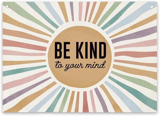 Inspirational Canvas Poster, Be Kind to Your Mind Banner, Mental Health Wall Art by Unknown