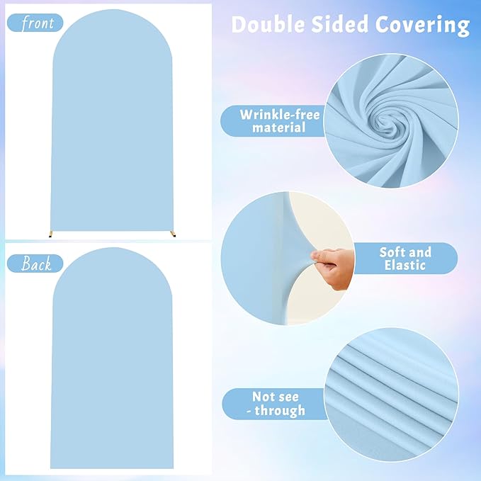 6.6FT Blue Arch Backdrop Cover - Polyester Fitted Wedding Arch Stand Covers Round Top Chiara Arch Backdrop Cover for Birthday Party Banquet Photo Background Decoration