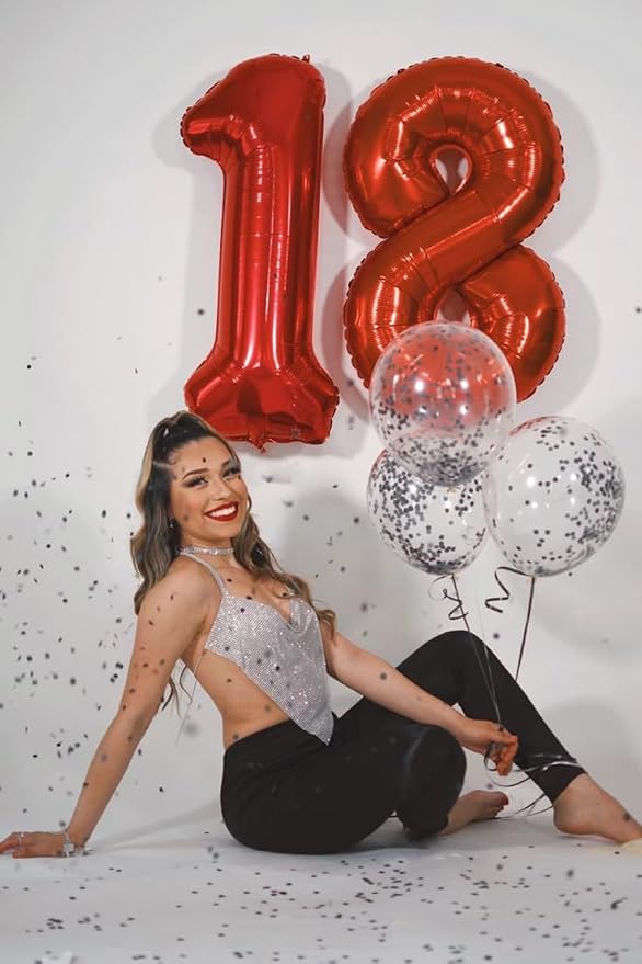 Numbers 17 Balloon 40Inch Red Balloons - Image 3