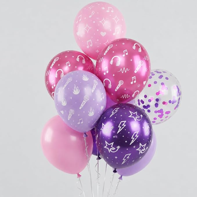 HILAVO Korean Pop Balloons, 12 Inch Metallic Pink Purple Pattern Balloons by HILAVO
