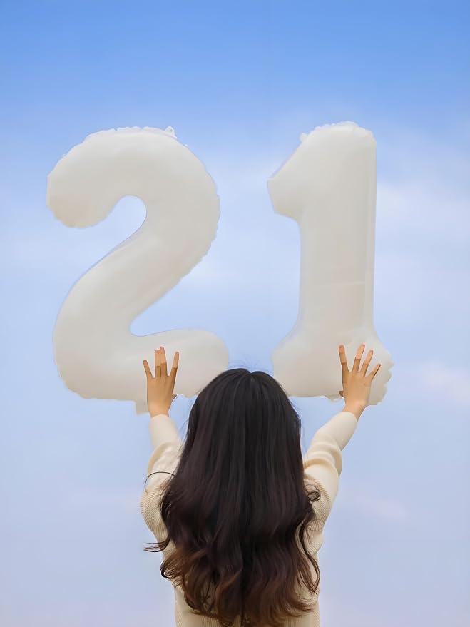 1 Balloon Numbers Birthday Decorations, 40In White Balloons - Image 4