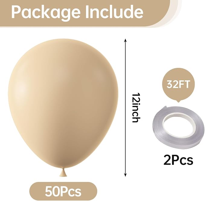 12 Inch Beige Balloons, Baby Shower, Graduate Party Decorations - Image 2