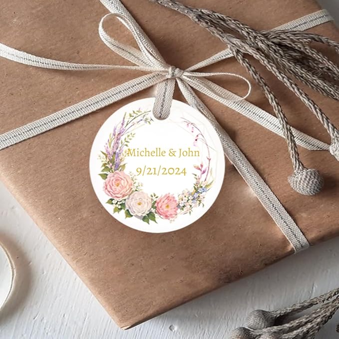 Custom Hang Tags for Favors, Custom Gift Tags, Customized Gifts Wrapping Labels, Personalized Wedding Items Birthday Party Favors Crafts Tag, Round Thick Kraft Paper Hang Tags with String