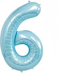 40 Inch Light Blue Number 6 Balloon | 6 Birthday Balloon by GLASNES
