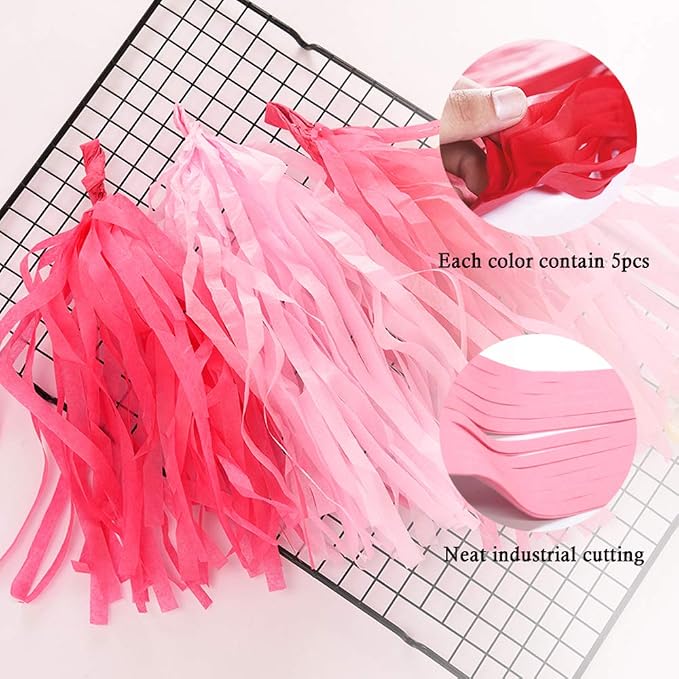 Pink Tissue Paper Tassel DIY Hanging Paper Decorations Party Garland - Image 4