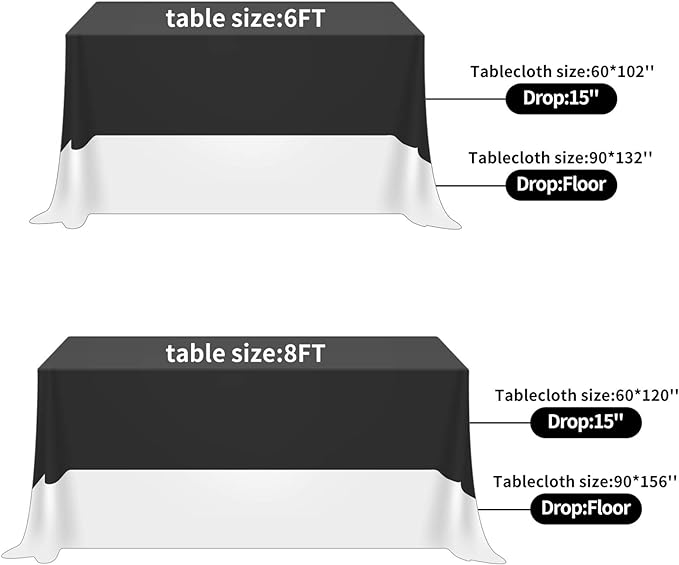 Rectangle Tablecloth 60x102 inch Washable Polyester Fabric Table Cloth for Wedding Party Dining Banquet Decoration（60x102, Black）